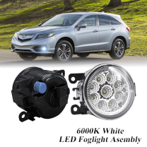 Pair Round LED Fog Lights for Acura RDX Base Sport Utility 4-Door 2010-2018, 55W White Clear Off-Road Lamps Black Front Bumper LED Fog Lights Assembly