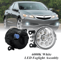 Pair Round LED Fog Lights for Acura ILX 2013-2018, 55W White Clear Off-Road Lamps Black Front Bumper LED Fog Lights Assembly