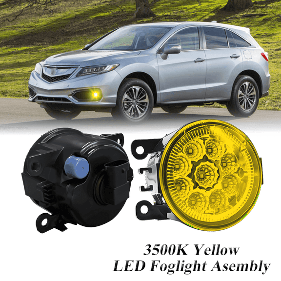 Pair Round LED Fog Lights for Acura RDX Base Sport Utility 4-Door 2010-2018, 55W 3500K Amber Yellow Off-Road Lamps Black Front Bumper LED Fog Lights