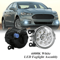 Pair Round LED Fog Lights for Ford Fusion 2013-2016, 55W White Clear Off-Road Lamps Black Front Bumper LED Fog Lights Assembly