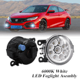 thumbnail image 1 of Pair Round LED Fog Lights for Honda Civic 2016-2021, 55W White Clear Off-Road Lamps Black Front Bumper LED Fog Lights Assembly, 1 of 12