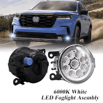 Pair Round LED Fog Lights for Honda Pilot 2012-2018, 55W White Clear Off-Road Lamps Black Front Bumper LED Fog Lights Assembly
