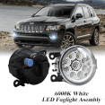 thumbnail image 1 of Pair Round LED Fog Lights for Jeep Compass 2017-2020, 55W White Clear Off-Road Lamps Black Front Bumper LED Fog Lights Assembly, 1 of 12