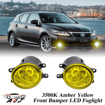 Pair Round LED Fog Lights for Lexus CT200h 2011-2017, 55W 3500K Amber Yellow Off-Road Lamps Black Front Bumper LED Fog Lights