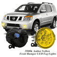thumbnail image 1 of Pair Round LED Fog Lights for Nissan Armada 2003-2015, 55W 3500K Amber Yellow Off-Road Lamps Black Front Bumper LED Fog Lights, 1 of 8