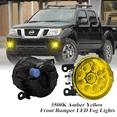 thumbnail image 1 of Pair Round LED Fog Lights for Nissan Frontier 2005-2017, 55W 3500K Amber Yellow Off-Road Lamps Black Front Bumper LED Fog Lights, 1 of 8