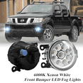 thumbnail image 1 of Pair Round LED Fog Lights for Nissan Frontier 2005-2017, 55W 6000K White Off-Road Lamps Black Front Bumper LED Fog Lights, 1 of 12