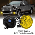 thumbnail image 1 of Pair Round LED Fog Lights for Nissan TITAN 2017 2018 2019, 55W 3500K Amber Yellow Off-Road Lamps Black Front Bumper LED Fog Lights, 1 of 9