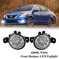 thumbnail image 1 of Pair Round LED Fog Lights for Nissan Versa 2012-2019, 55W 6000K White Off-Road Lamps Black Front Bumper LED Fog Lights, 1 of 11
