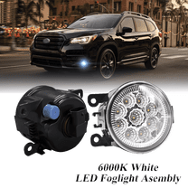 Pair Round LED Fog Lights for Subaru Ascent 2019-2022, 55W White Clear Off-Road Lamps Black Front Bumper LED Fog Lights Assembly
