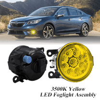 Pair Round LED Fog Lights for Subaru Legacy 2010-2024, 55W 3500K Amber Yellow Off-Road Lamps Black Front Bumper LED Fog Lights