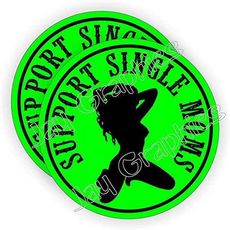 {Pair} SUPPORT SINGLE MOMS Hard Hat Stickers ~ Motorcycle Welding Helmet Decals ~ Funny Labels Badges ~ Mechanic Toolbox Laborer Construction Trucker Foreman Scaffold Stripper Dancer Sexy Babe Girl