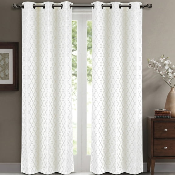 Pair Willow Thermal-Insulated Blackout Curtain Panels ( Set of 2) - each Panel 42"W x 63"L - White