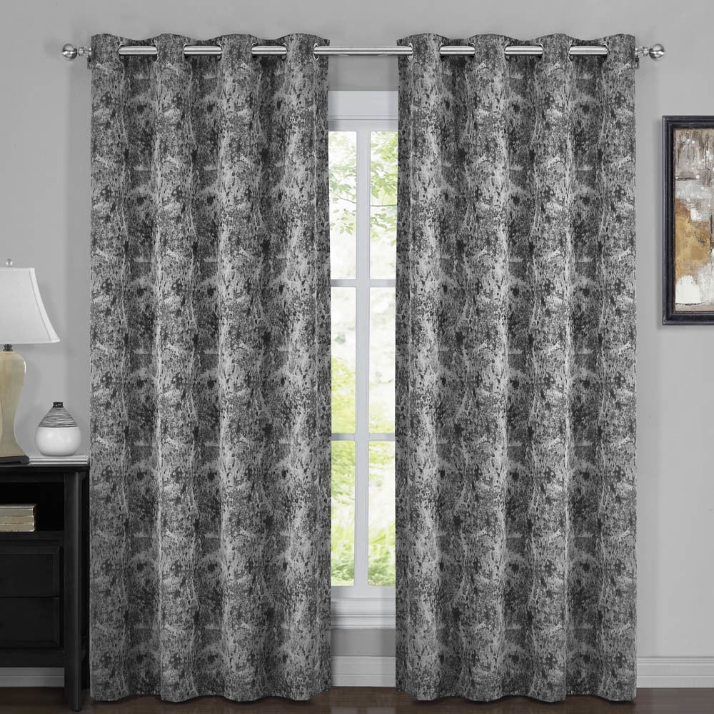 Pair (Set of 2) Bali 100% Blackout Wide Curtain Panels Thermal Insulated - 108x96 - Black