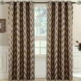 thumbnail image 1 of Pair (Set of 2) Lisette Chevron Top Grommet Window Curtain Panels - W108" X L96" Pair - Mocha, 1 of 3