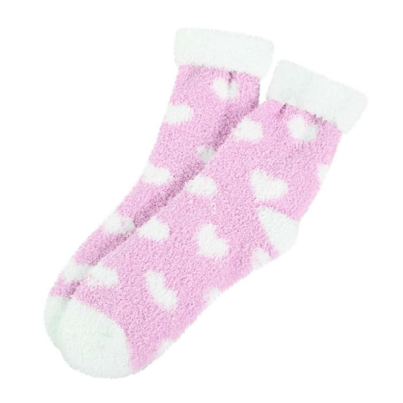 A Pair of Socks Pink Polyester Valentines Day Women Warm Super Soft Plush Slipper Sock Winter Fluffy Microfiber Crew Socks Casual Home Sleeping Fuzzy Cozy Sock