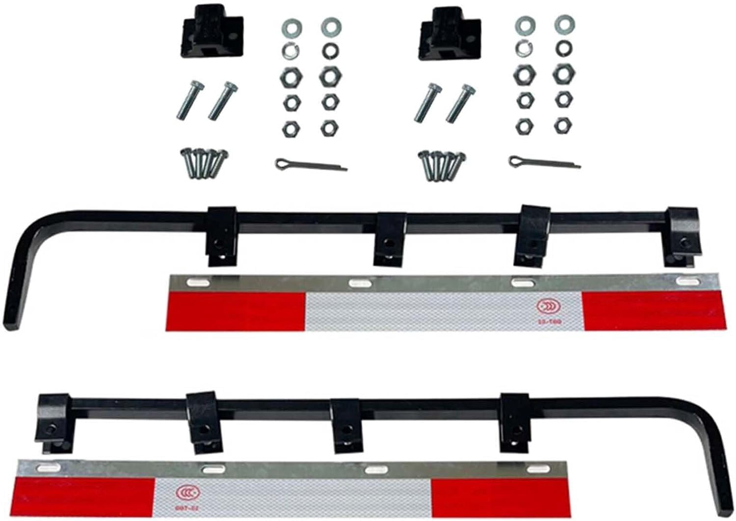 Pair Straight Mud Flap Hangers Kit 30" Use 24" Wide Semi Truck Mudflaps Steel Bracket,w/Aluminum Mud Flap Reflector for Universal Trucks Trailers, RVs Kenworth Peterbilt International Mack