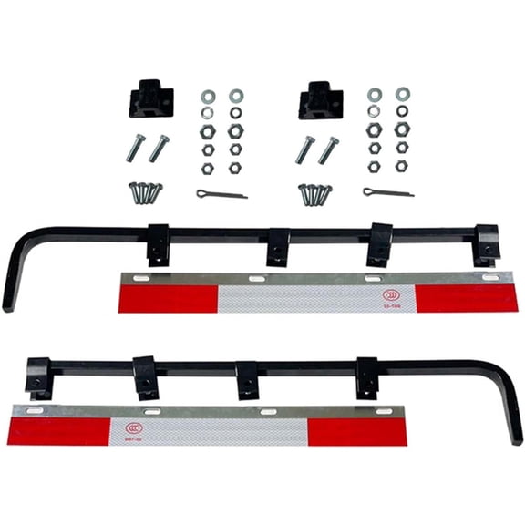 Pair Straight Mud Flap Hangers Kit 30" Use 24" Wide Semi Truck Mudflaps Steel Bracket,w/Aluminum Mud Flap Reflector for Universal Trucks Trailers, RVs Kenworth Peterbilt International Mack