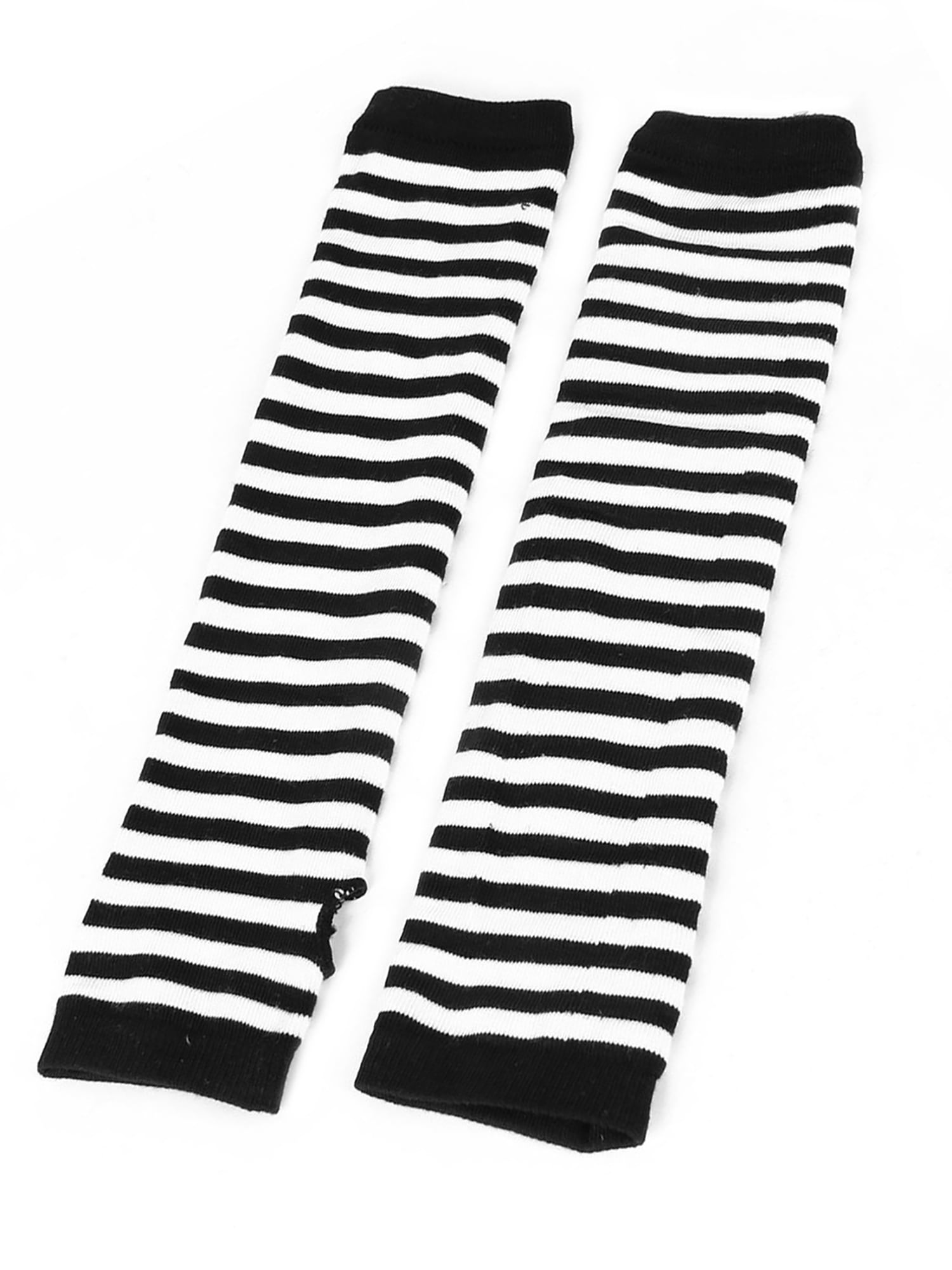 Allegra K Women's Black White Stripes Print Knitted Elastic Arm Warmers