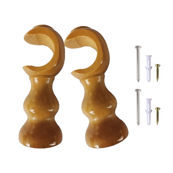 Pair Strong Wood Curtain Brackets Classical Round Base Style for 28mm Window Rod
