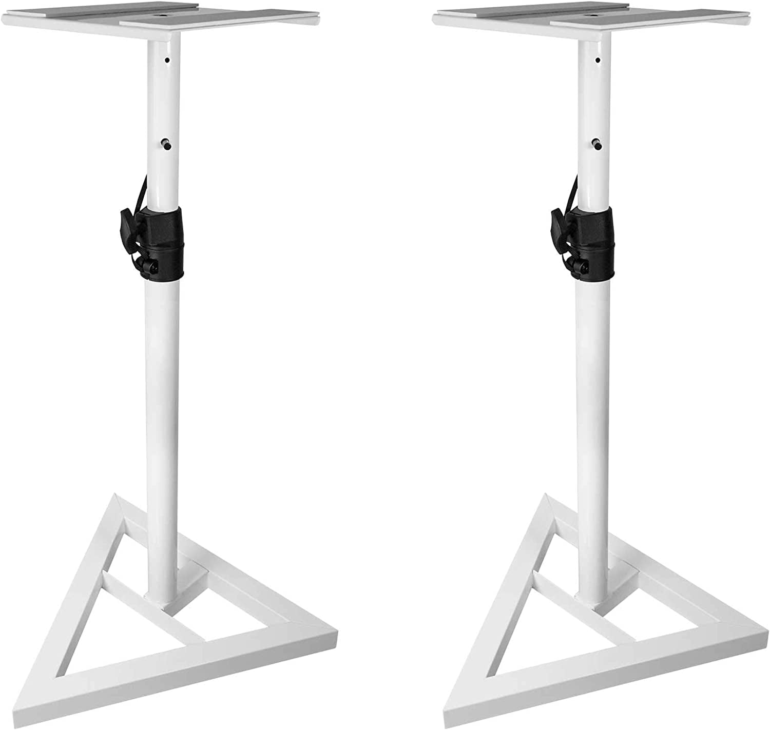 White Adjustable Height Steel Studio Monitor Speaker Stands