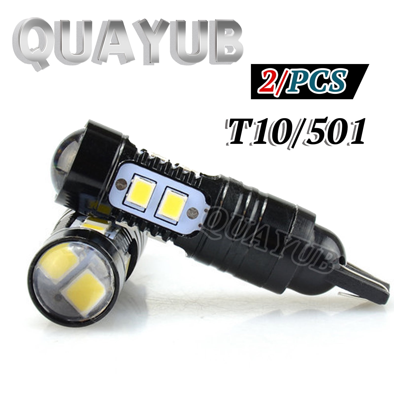 Pair T10 LED License Plate Light Bulbs 6000K Super Bright White 168 2825 194