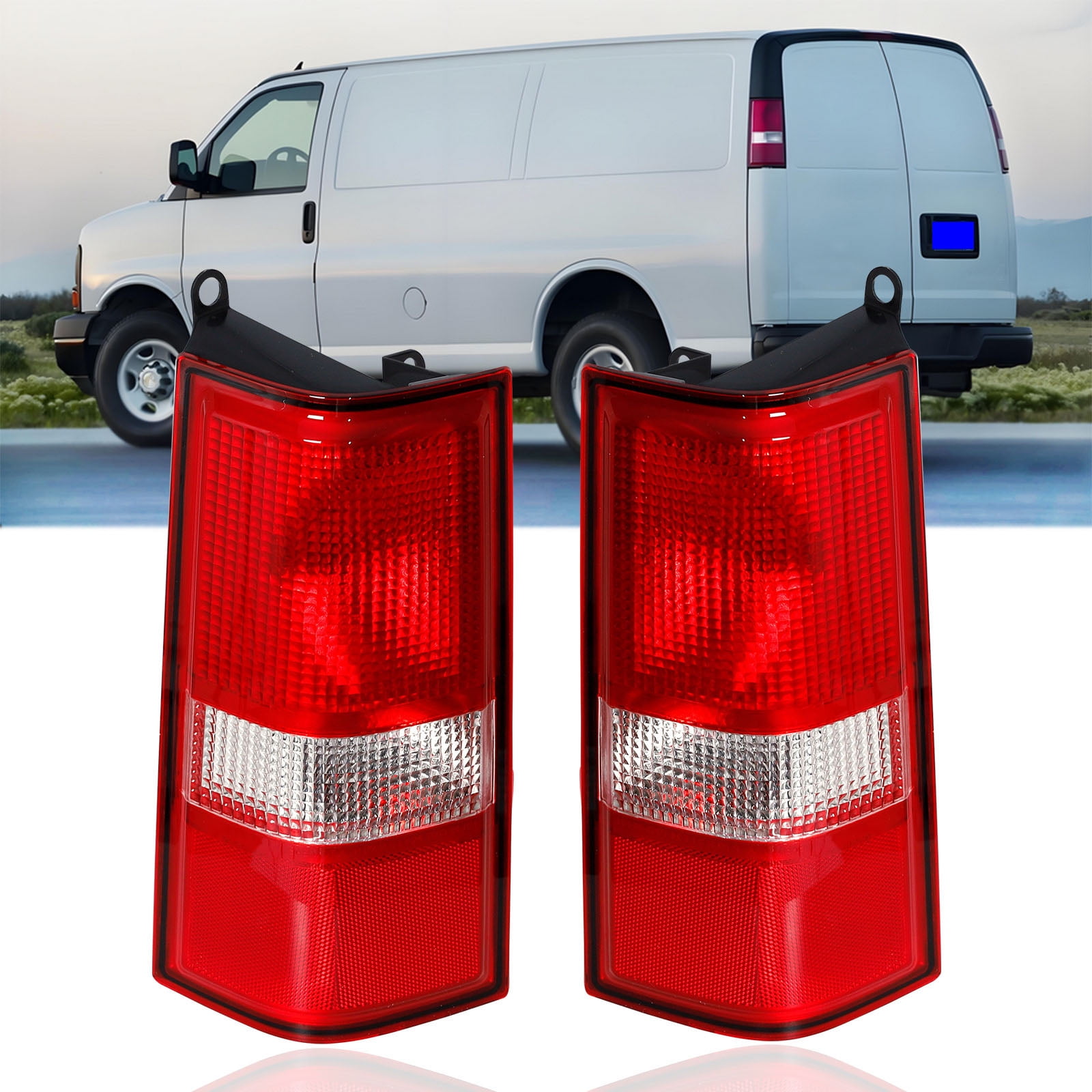 Pair Tail Light Halogen For 2003-22 2023 Chevy Express/GMC Savana Lamp Assembly
