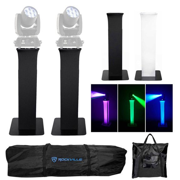 Pair Totem Stands w/Bags+Black+White Scrims For Chauvet Pro Rogue R1 Wash Lights