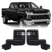 Pair Tow Mirror Black For 2019-2025 Chevy Silverado GMC Sierra 2500HD 3500HD Right13Pin+Left Side 11Pin 84753174 84753327 84915430 84944536