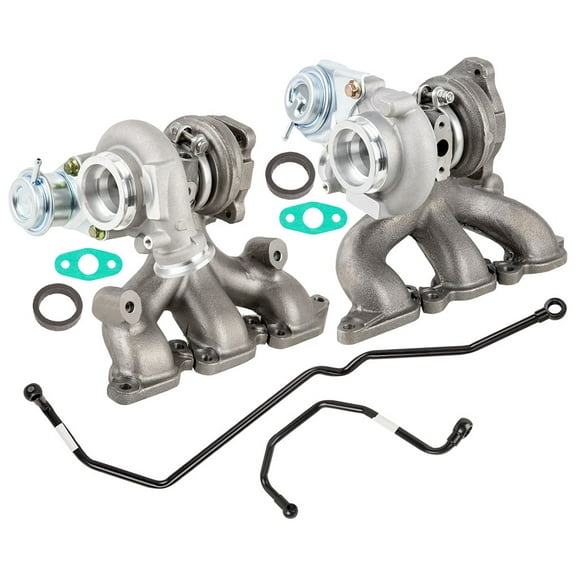 Pair Twin Turbo Turbocharger Kit w/ Gaskets & Oil Feed Lines For Volvo XC90 S80 T6 2002 2003 2004 2005 - BuyAutoParts
