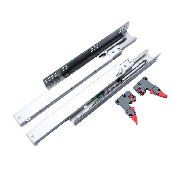 Pair Undermount Soft Close Drawer Slides Concealed Bottom Mount Full Extension Rails with Rear Bracket for Kitchen Bedroom