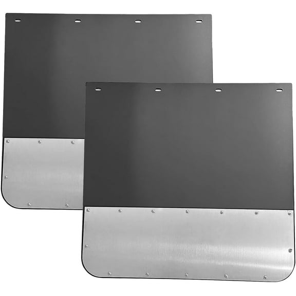 Pair Universal 24" x 24" Mud Flaps w/Stainless Steel Weight for Semi-Truck Trailer Truck, Splash Guard with Heavy Duty Mud Flap Weights Bottom (24in x 24in)
