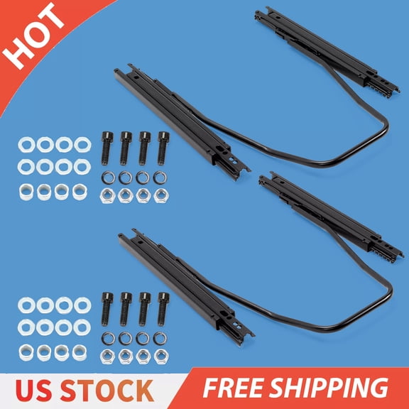 Pair Universal Racing Dual Seat Slider Base Mount Rail Bracket Track Assembly