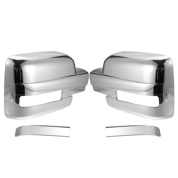 Pair Vehicle Exterior Chrome Plated Full Mirror Cover Cap with Turn Signal Cover for Ford F150 2009-2014