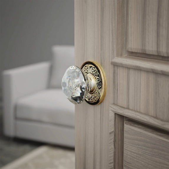 Pair of Victorian Rosette Antique Brass Kitchen Cabinet Door Knob Rosette 2.5" Dia. Round Escutcheon Back Plate Tarnish Resistant Rose Covers Renovators Supply Pack of 4