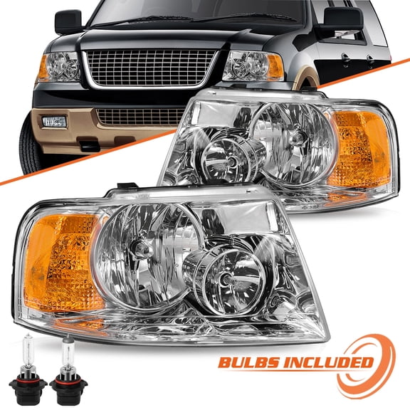 Pair W/Bulb Headlamp For 2003-2006 Ford Expedition Headlights Left & Right Side