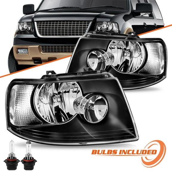 Pair W/Bulb Headlamp For 2003-2006 Ford Expedition Headlights Left & Right Side