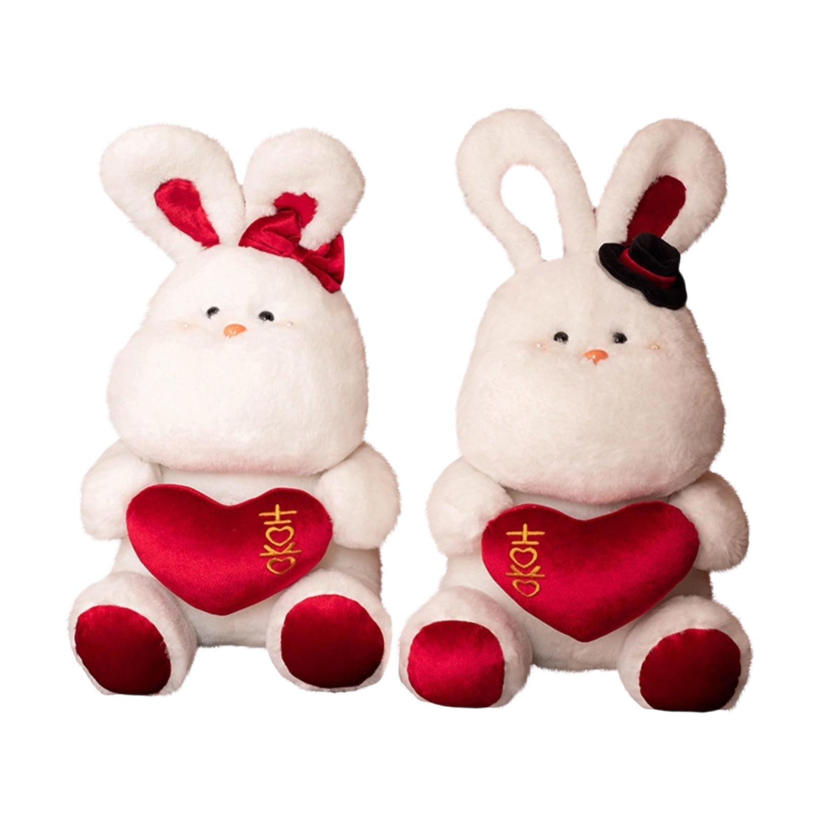 Pair of Wedding Rabbit Plush Toys, 15.7in Stuffed Animal Bunny Couple, Soft Decorative Plushie for Anniversary, Romantic Home Decor Collectible, 2-Piece Set.