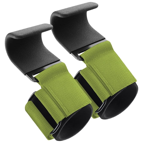 Pair Weight Lifting Hooks, Heavy Duty Deadlift Hooks, Steel Gym Lifting Hooks with Padded Wrist Straps, Non-Slip Power Lifting Hook, for Weightlifting, Powerlifting, Strength Training, Green