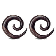 Pair Wood Spirals Tapers Ear Plugs Tunnels Gauges - size=1/2" 12mm