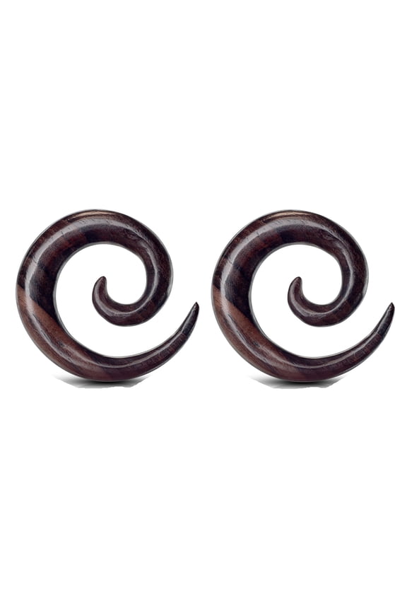 Pair Wood Spirals Tapers Ear Plugs Tunnels Gauges - size=4g (5 mm)