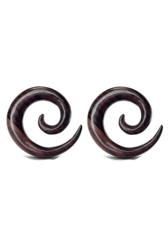 Pair Wood Spirals Tapers Ear Plugs Tunnels Gauges - size=8g (3.2 mm)