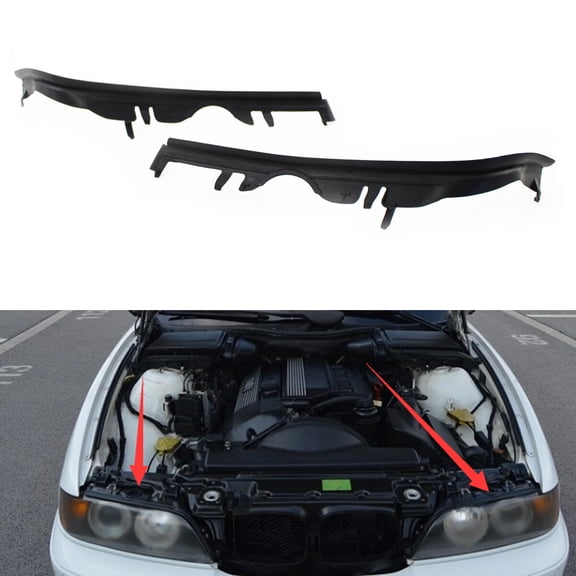 Pair front top headlights gasket black for BMW E39 525i 528i 1999-2003-