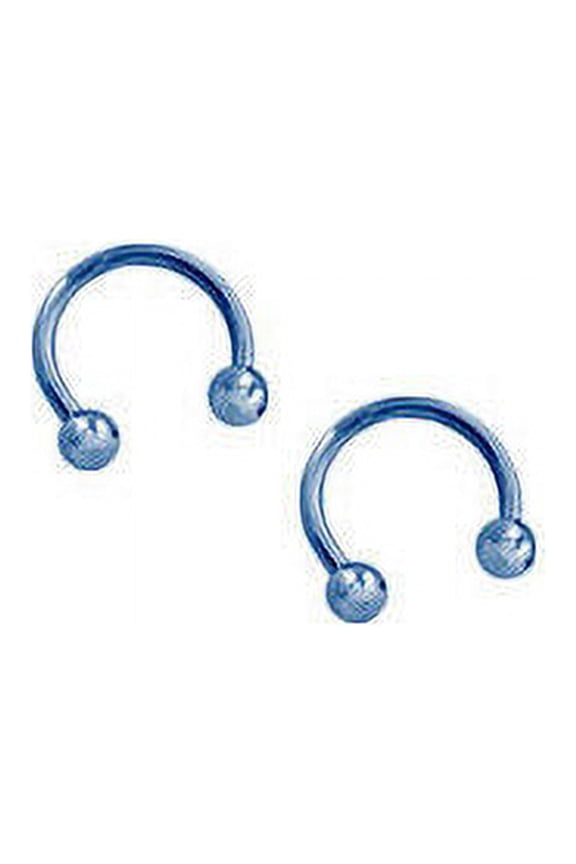 Pair of 14G Blue Anodized Titanium Horseshoe Circular Barbell
