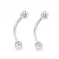 thumbnail image 1 of Pair of 16 Gauge Curve Barbell Ion Plated with Clear CZ Eyebrow, Surface Piercing, Cartilage, Tragus, Rook, Helix 10mm - Multiple Color Options, 1 of 8