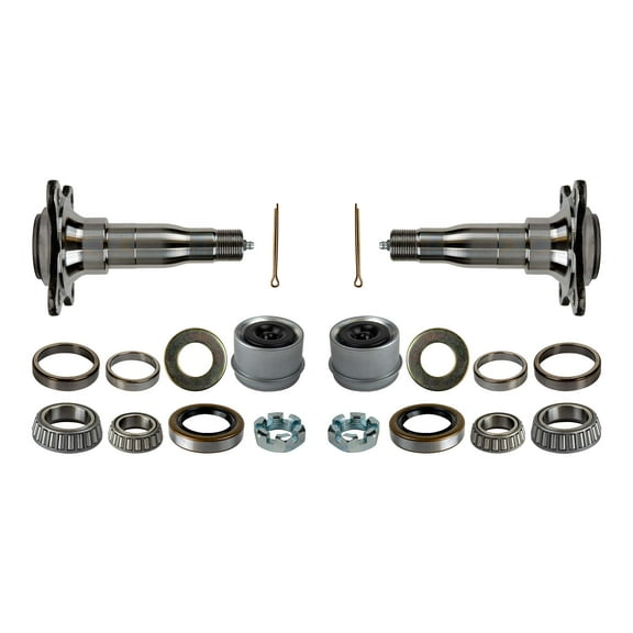 Pair of (2) #84 Weld-On Spindle Kit With Flange for 3500 lb Trailer Axles - 1 3/4" Diameter