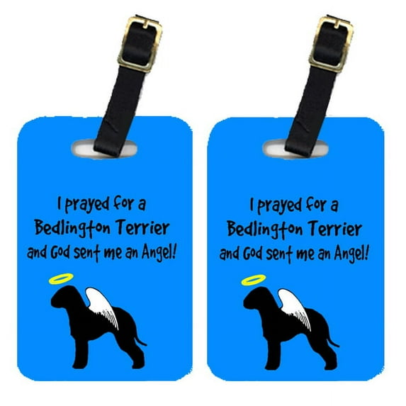 Pair of 2 Bedlington Terrier Luggage Tags