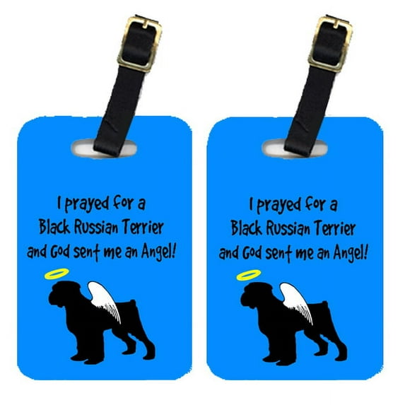 Pair of 2 Black Russian Terrier Luggage Tags