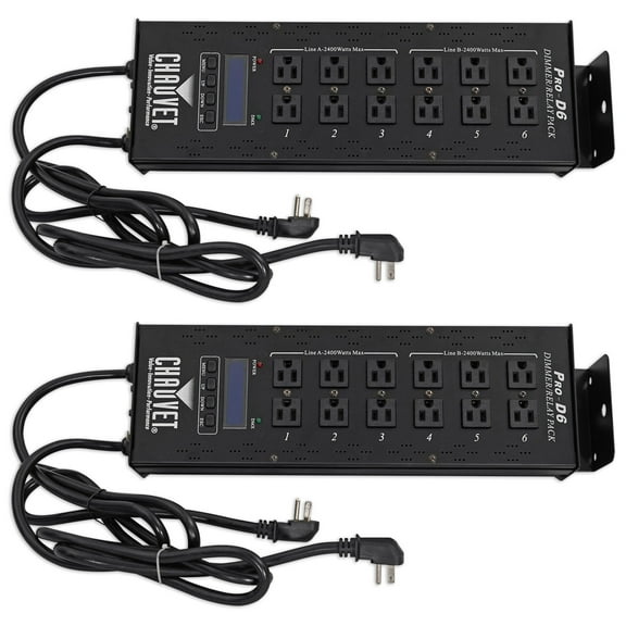 Pair of (2) Chauvet Pro-D6 6 channel 20 Amp DMX-512 Dimmer/Switch Packs