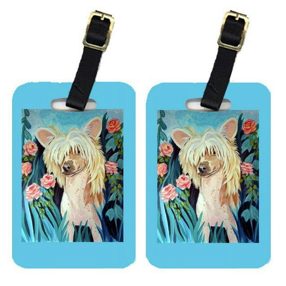 Pair of 2 Chinese Crested Luggage Tags